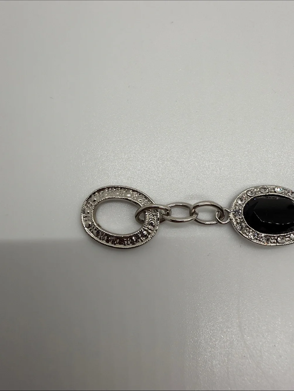 Black Oval Crystal Station Bracelet